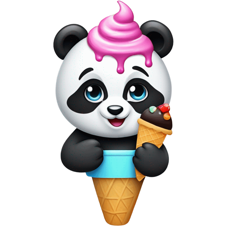 Panda eating ice cream emoji