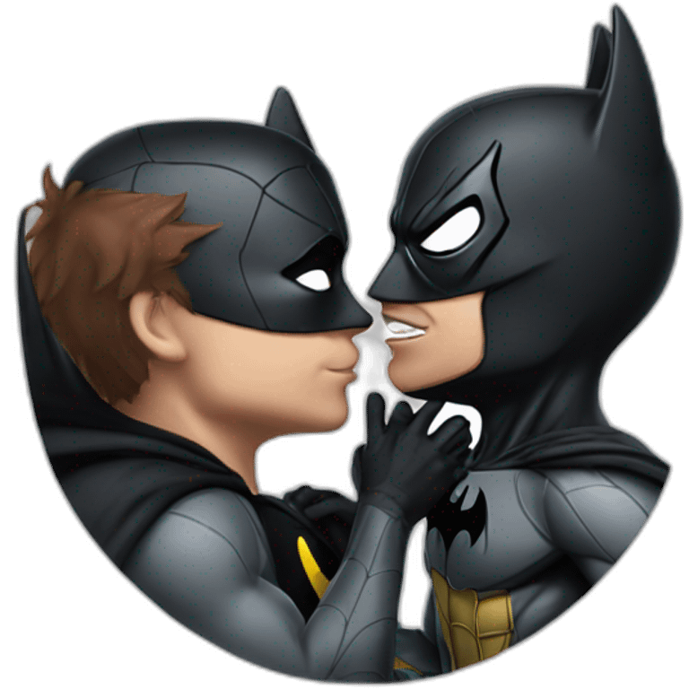 Spiderman kissing batman emoji