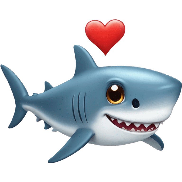 Cute shark with heart emoji