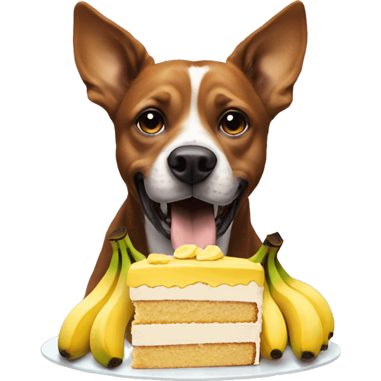 Dog eat cake with bananas emoji