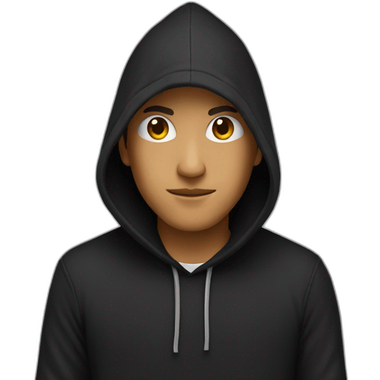 Hacker wearing black hoodie emoji