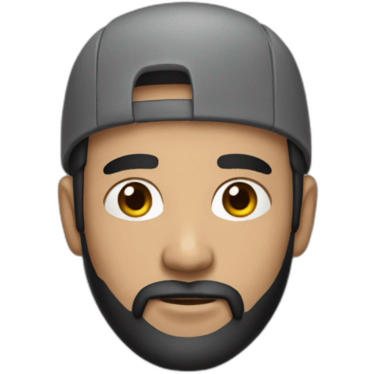 Man with black hair and beard, gray caps emoji