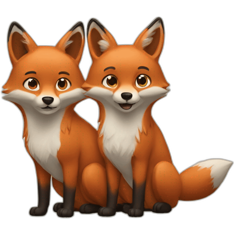 Three foxs emoji