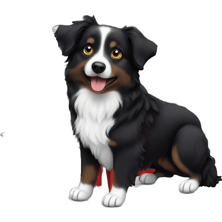 Small black australian shepherd dog Christmas tree emoji