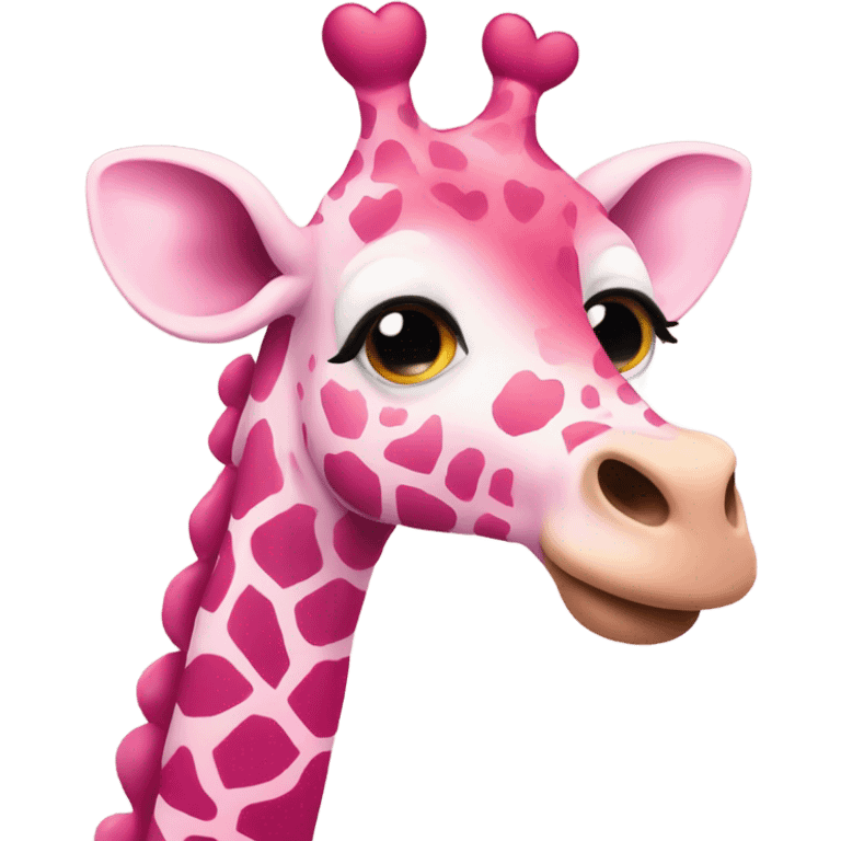 pink giraffe with love heart  emoji