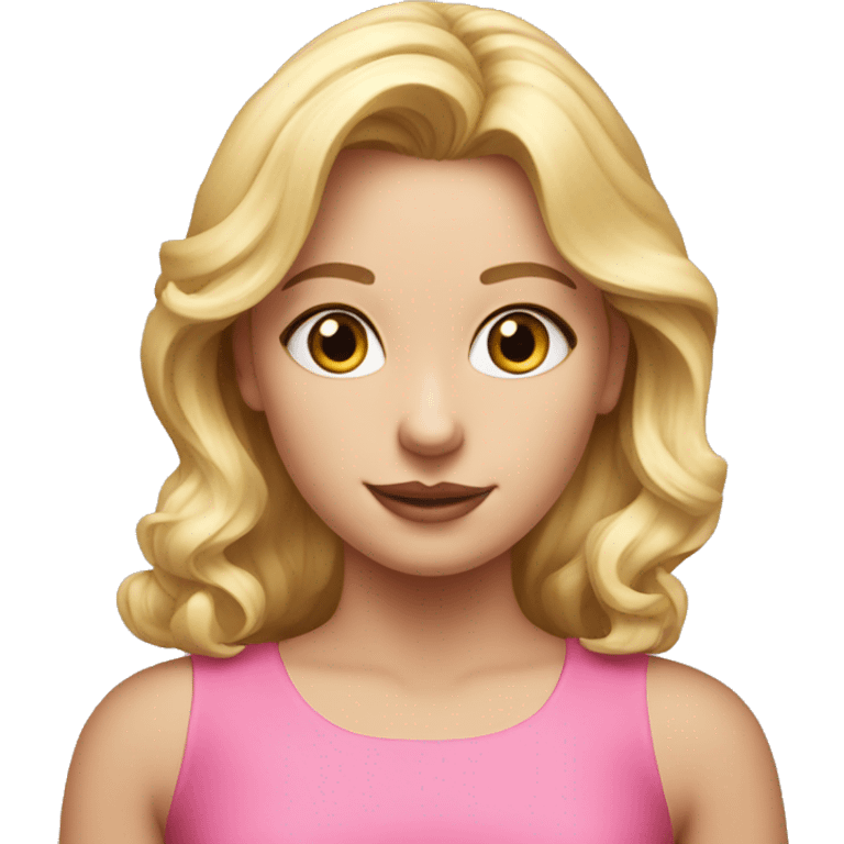 realistic portrait of a blonde girl in a pink dress  emoji