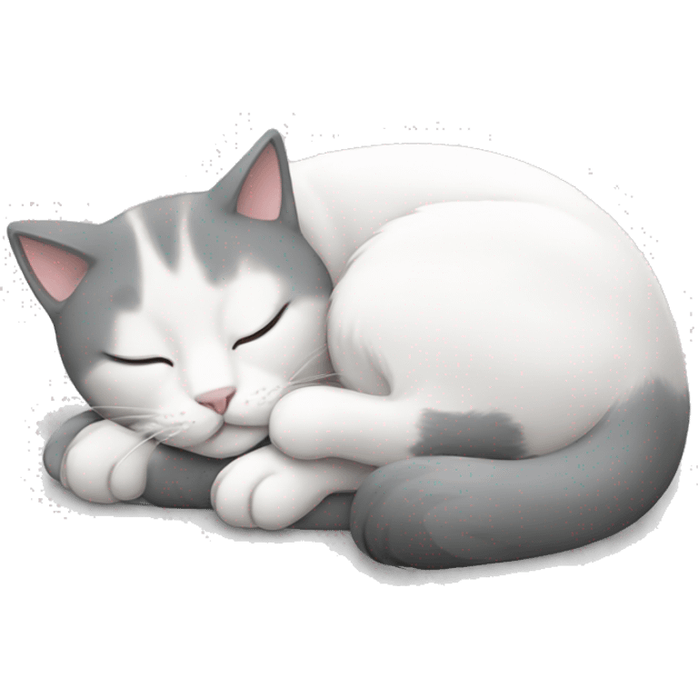 gray white cat sleeping emoji