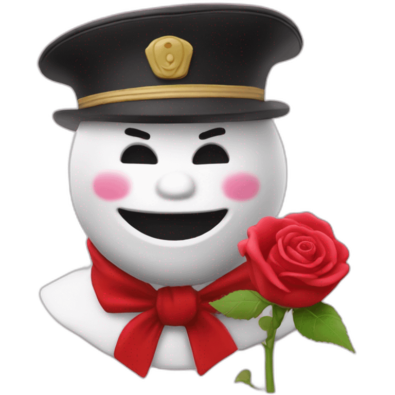 Bonhomme avec un rose dans la bouche emoji