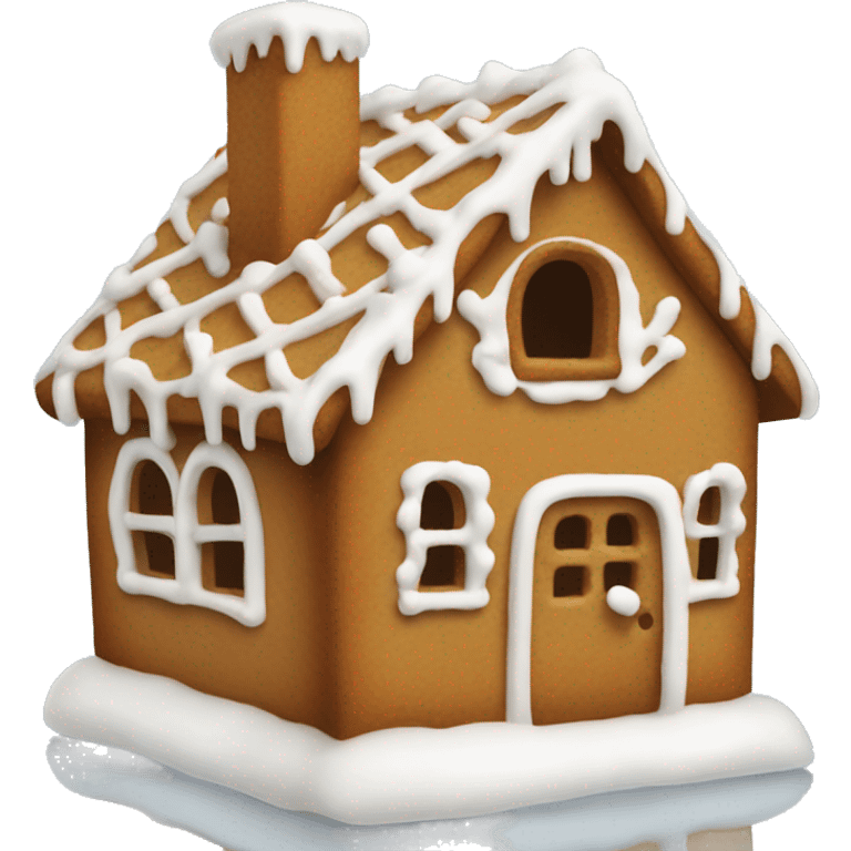 Plain gingerbread house with only white frosting emoji