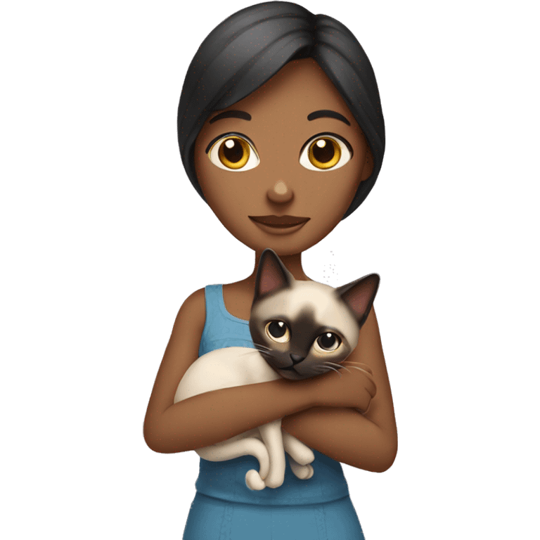 Girl holding Siamese cat emoji