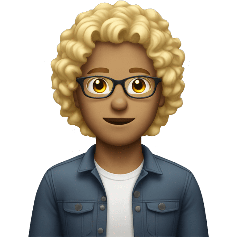 male with eye glass blonde curly hair emoji