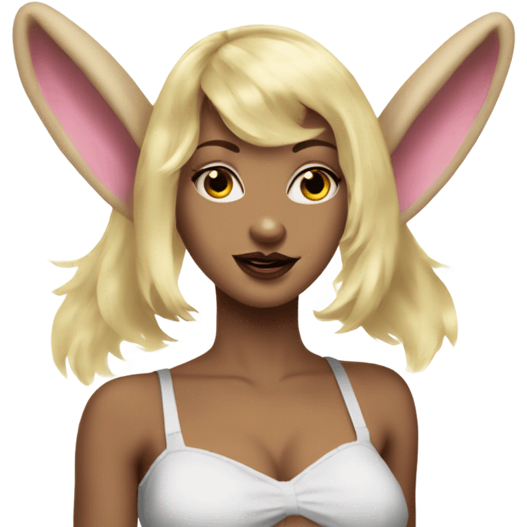 Creepy Blonde Go-go dancer light face Enid Sinclair wearing big floppy bunny ears  emoji