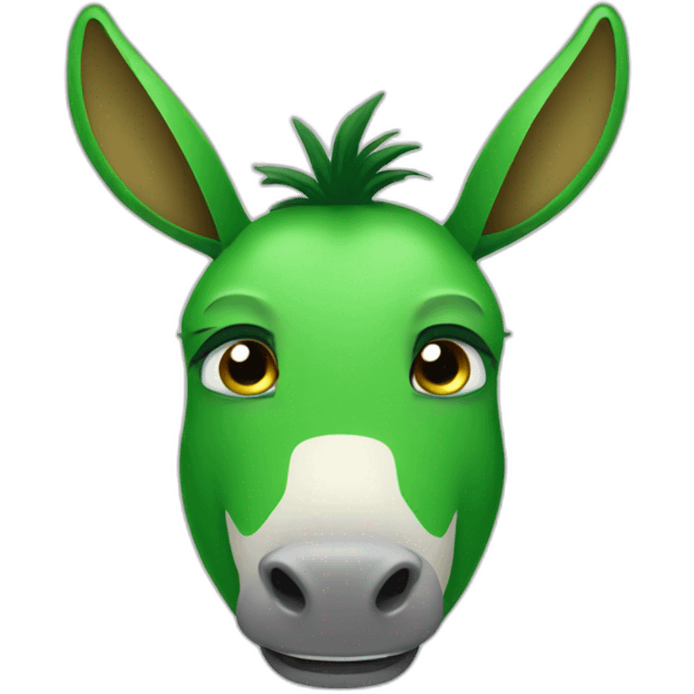 A green donkey face in green with tears. emoji