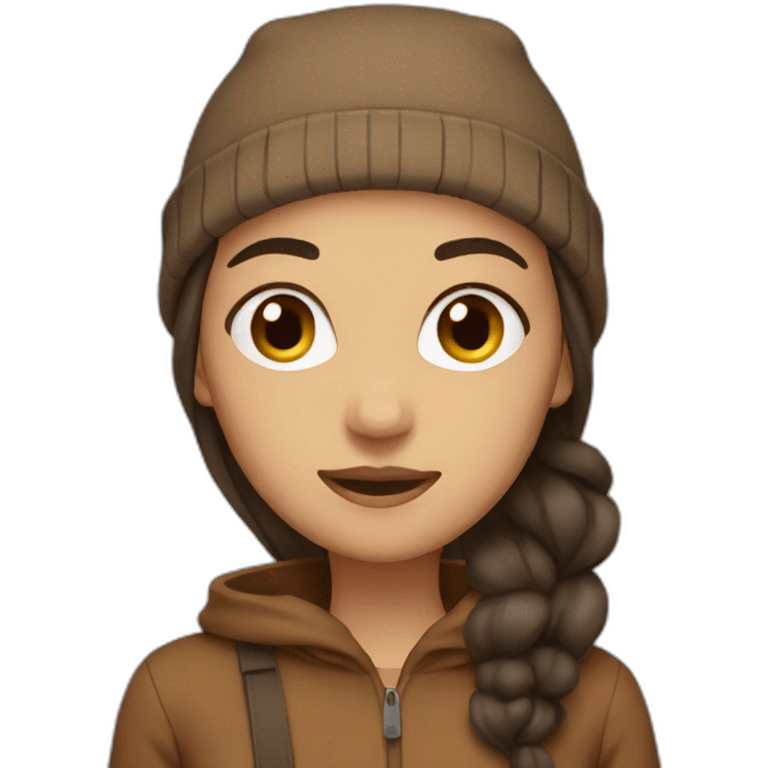 Woman with brown clothes and beanie emoji