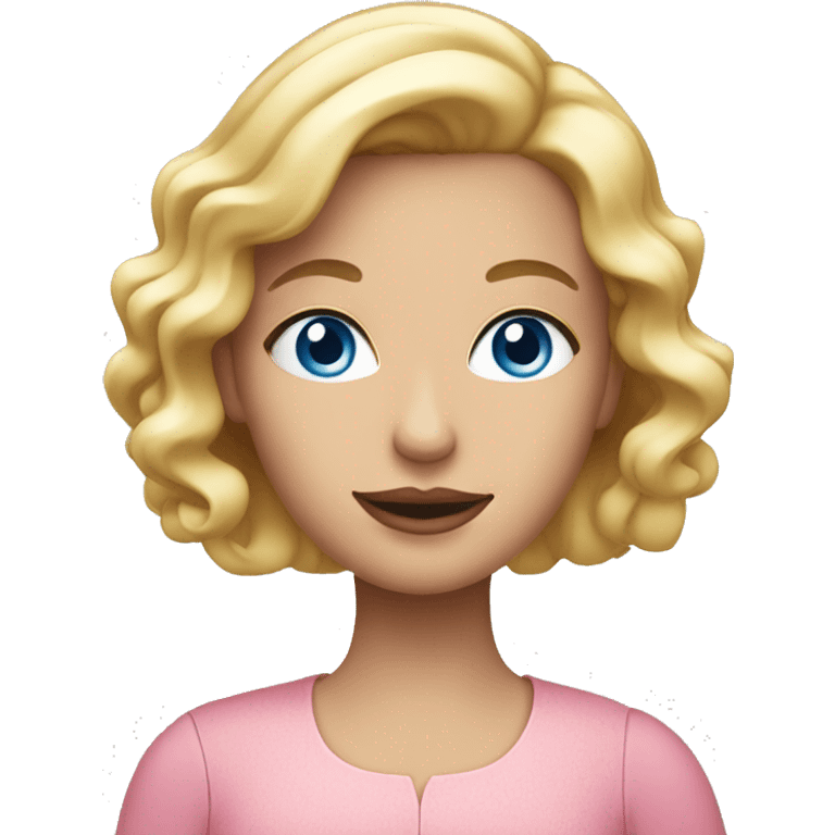 Blonde woman with blue eyes holding a pink birthday cake  emoji