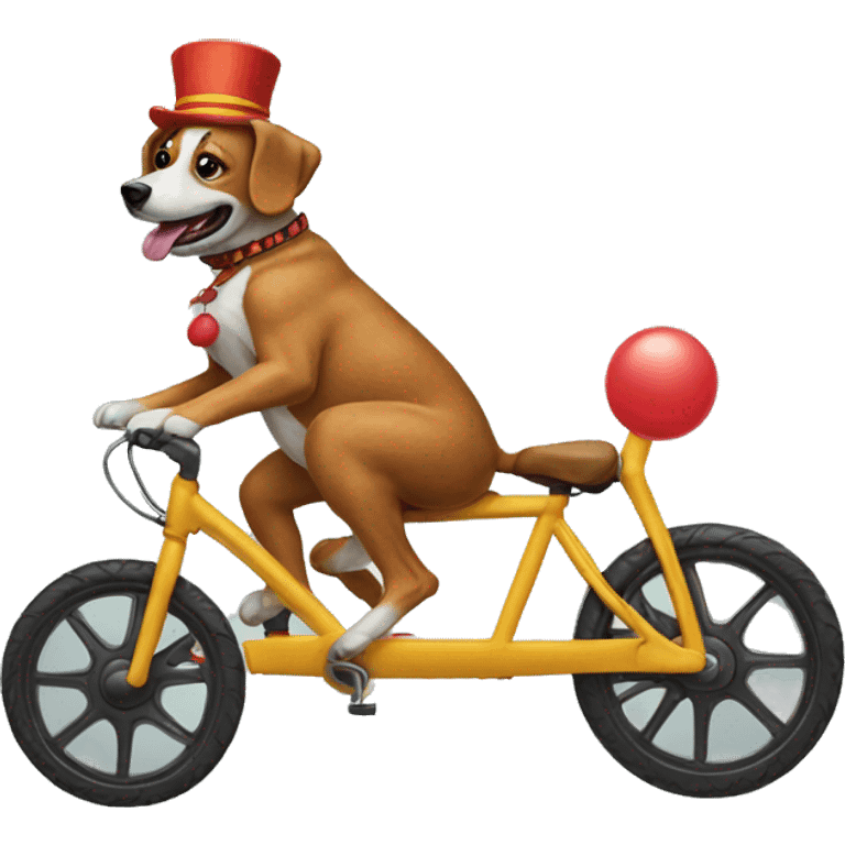 Dog riding a clown bike emoji