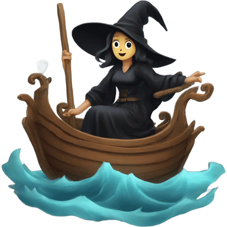 a witch inside a classical ship emoji