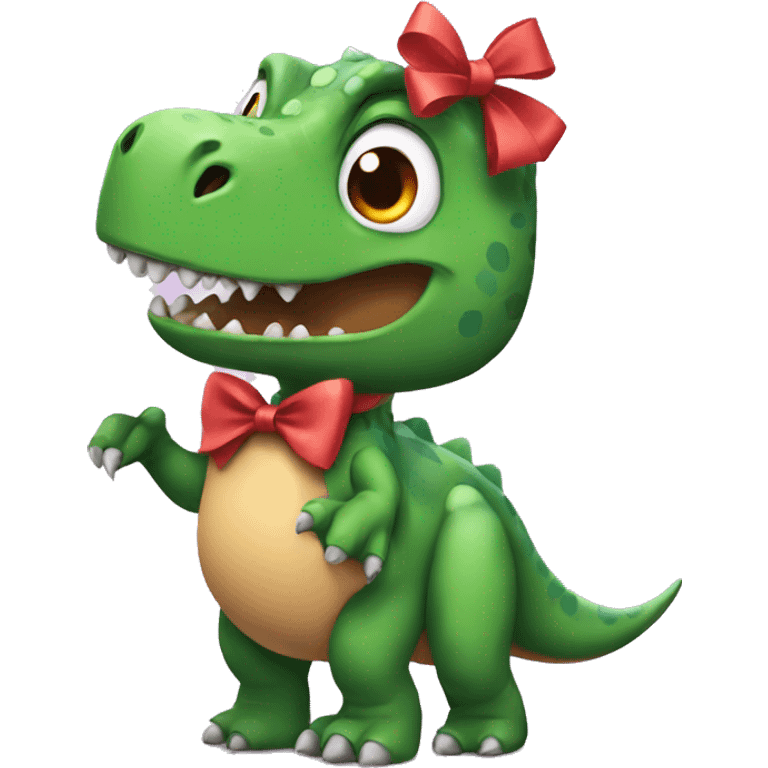 dinosaur wearing a bow emoji