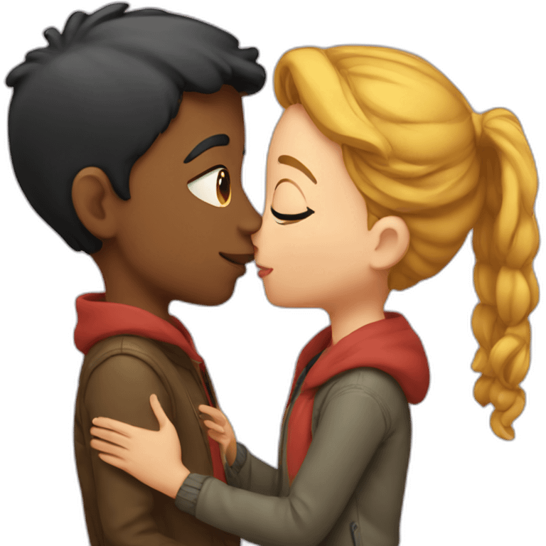 a boy kissing a girl emoji