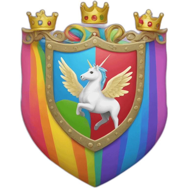 Coat-of-arms-held-by-rainbow-unicorns emoji