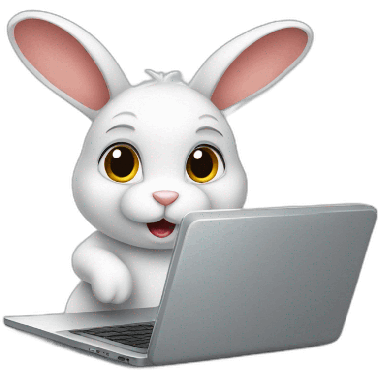 Bunny working with laptop emoji