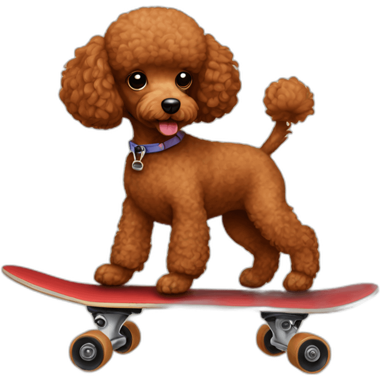 Mini poodle red brown skateboarding emoji