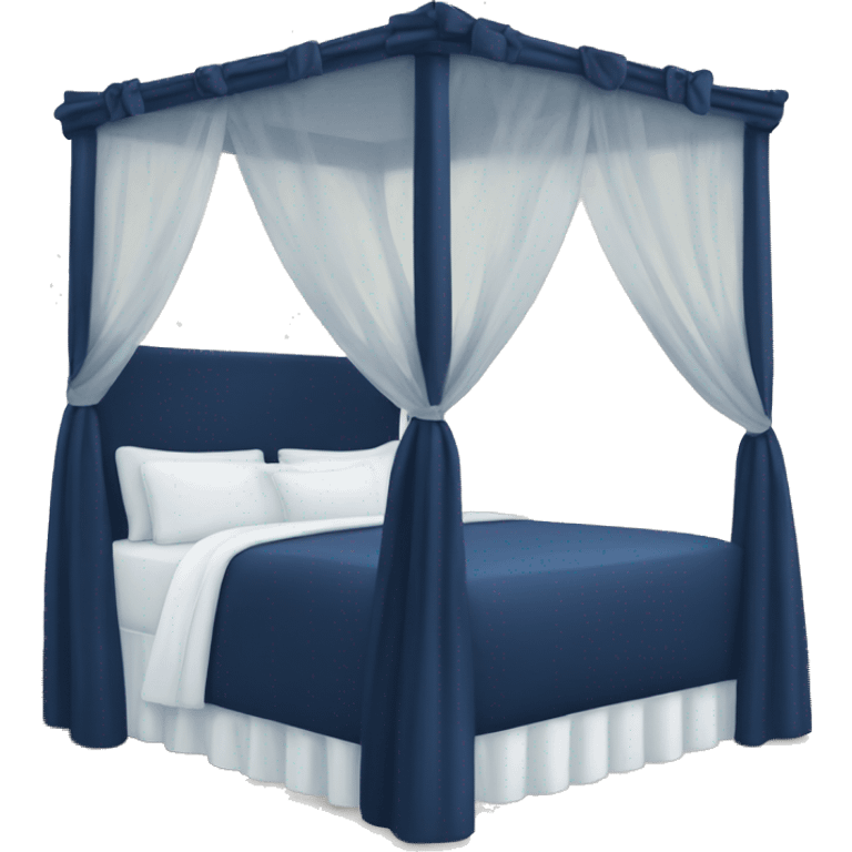 Navy blue canopy bed with white bows emoji