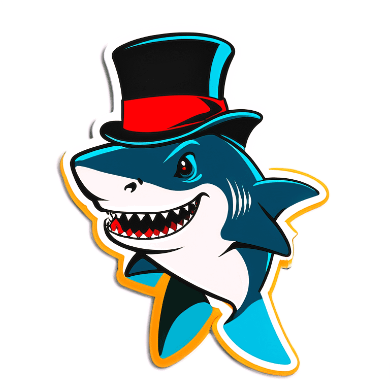 Shark with a top hat emoji