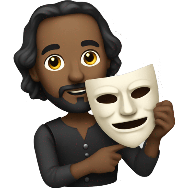 William Shakespeare holding a theater mask in his hand emoji