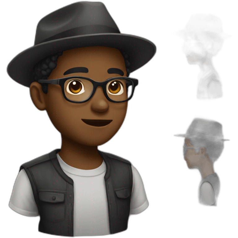 A black boy with glases and hat emoji