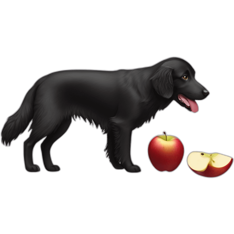 liver flat coated retriever eating an apple emoji