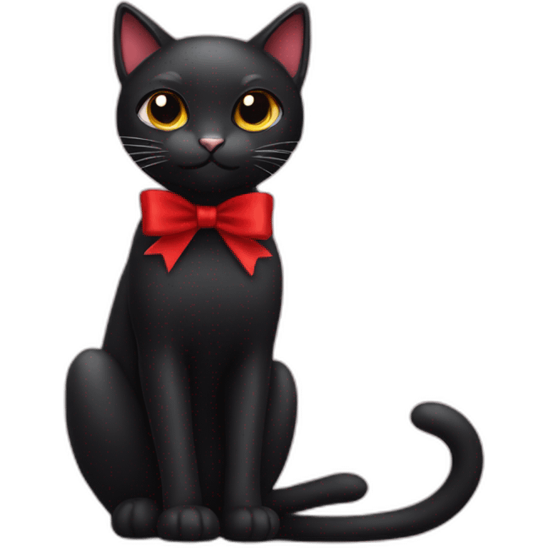 Black cat with red bow emoji