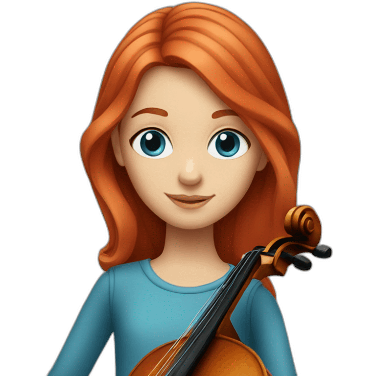 Girl cellist with red hair and blue eyes emoji