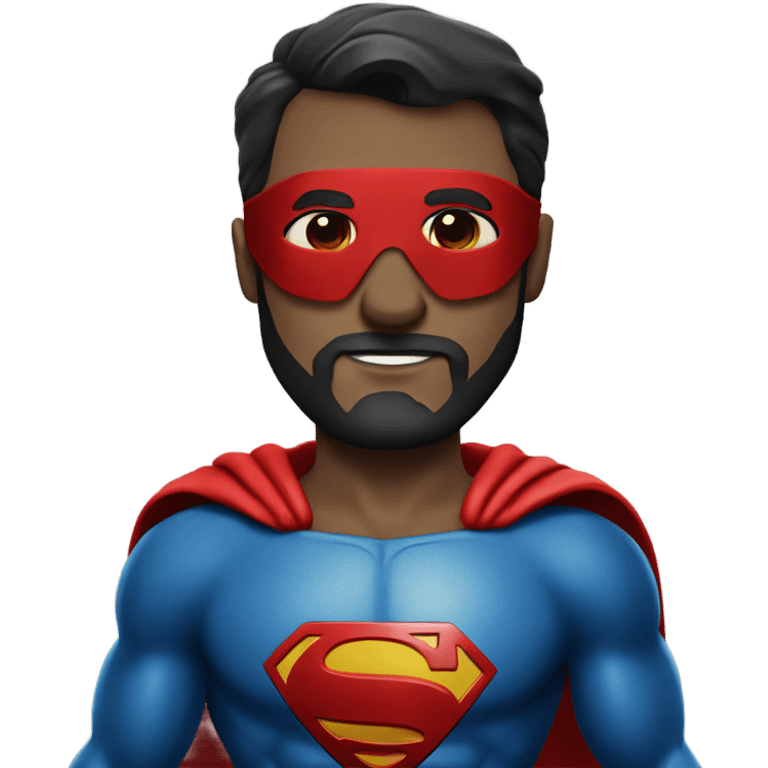 Superman standing strong with beard and red eyemask emoji