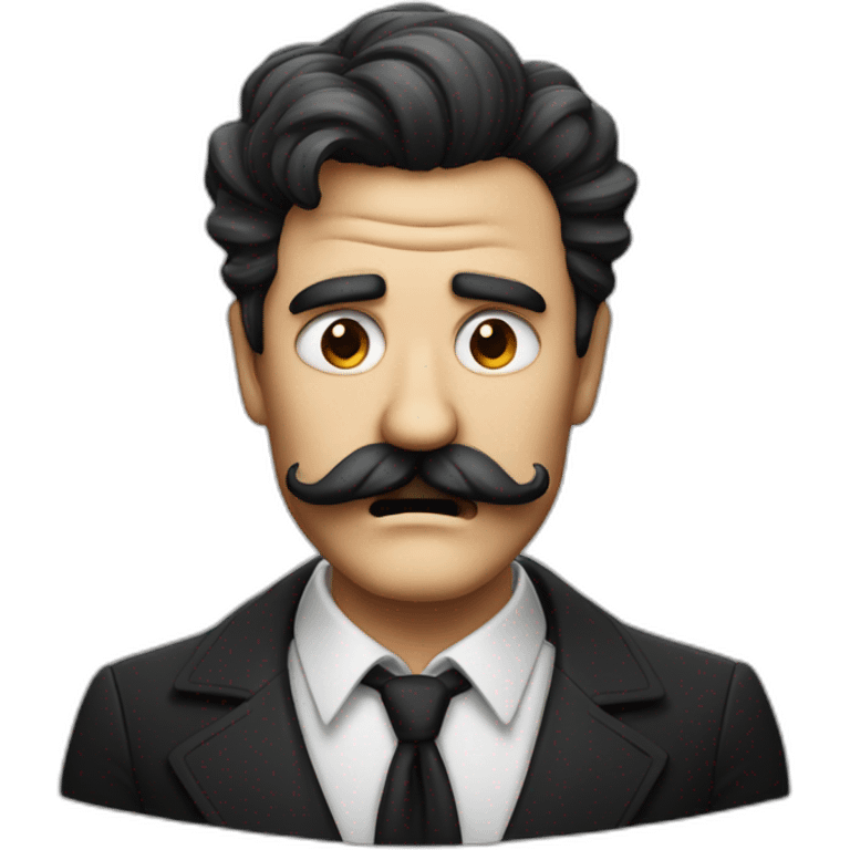 An angry adult men with the Charly Chaplin mustache and black old fashion hair emoji