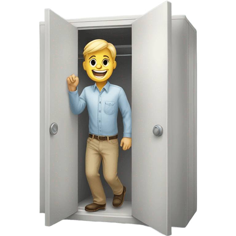 Can you create an emoji that means a white person getting out of the closet with a happy face.  emoji