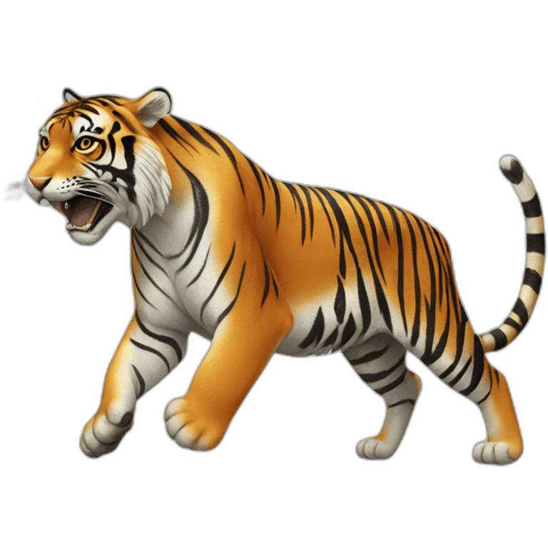 a tiger lunging at its prey emoji