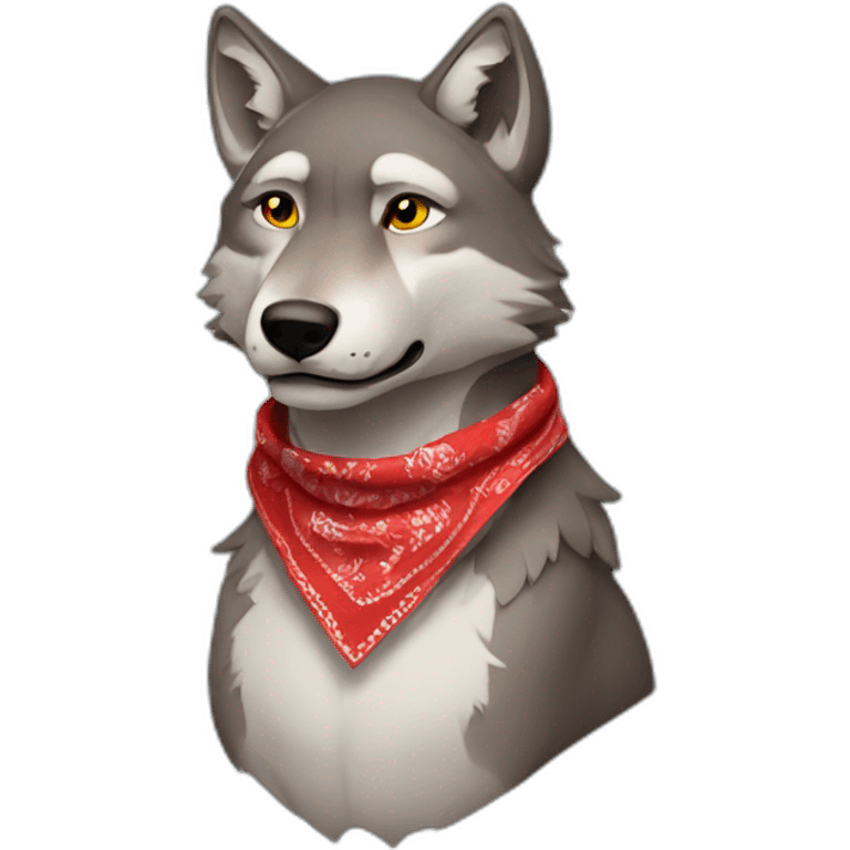 Wolf with red bandana Sorundas its neck emoji