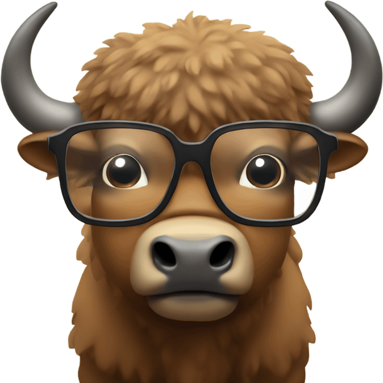 cute bison in glasses emoji