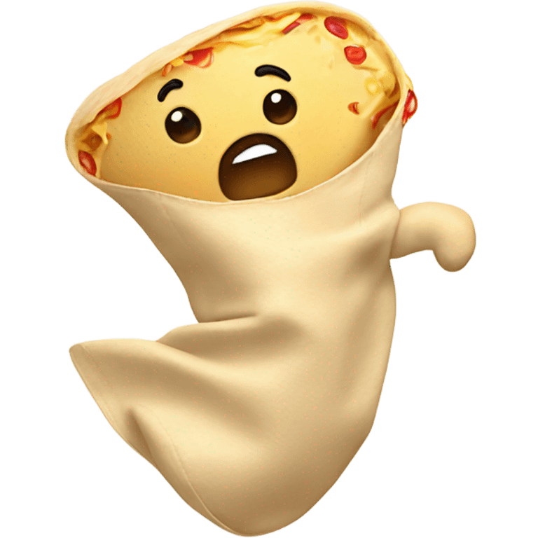 A dancing burrito covered in queso emoji