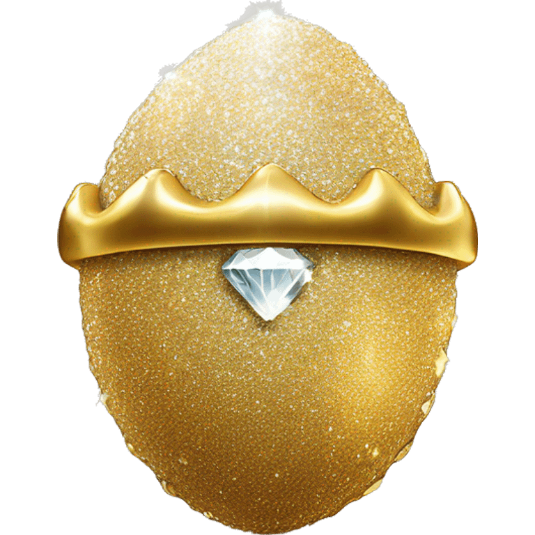 sparkling diamond Acorn like diamond with stem made of gold emoji