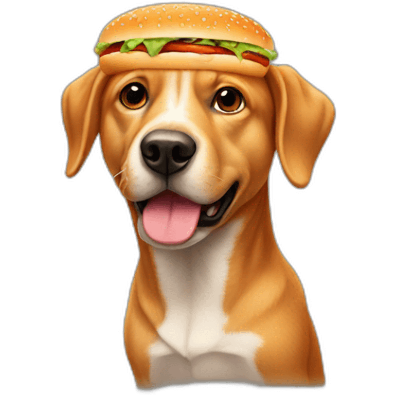 dog between hamburger emoji