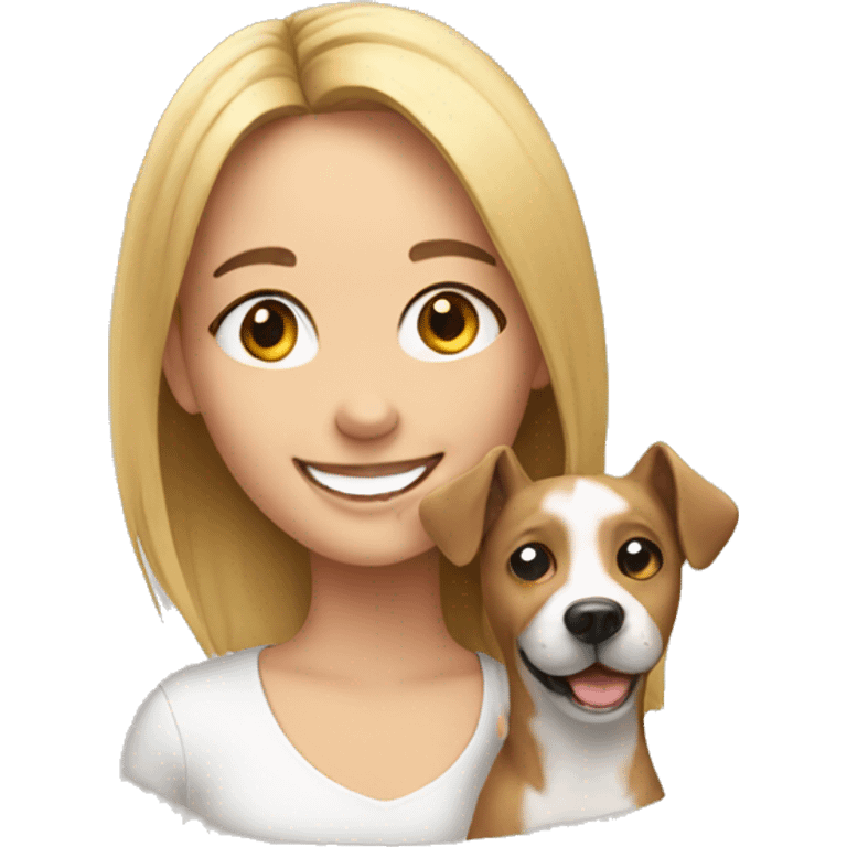 smiling girl with dog emoji