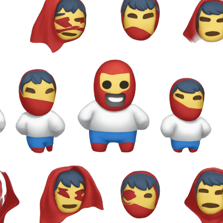 White Fat Lucia libre wrestler cape red powder blue pants mask red and powder blue red cape emoji