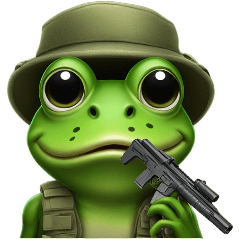 military frog with gun emoji