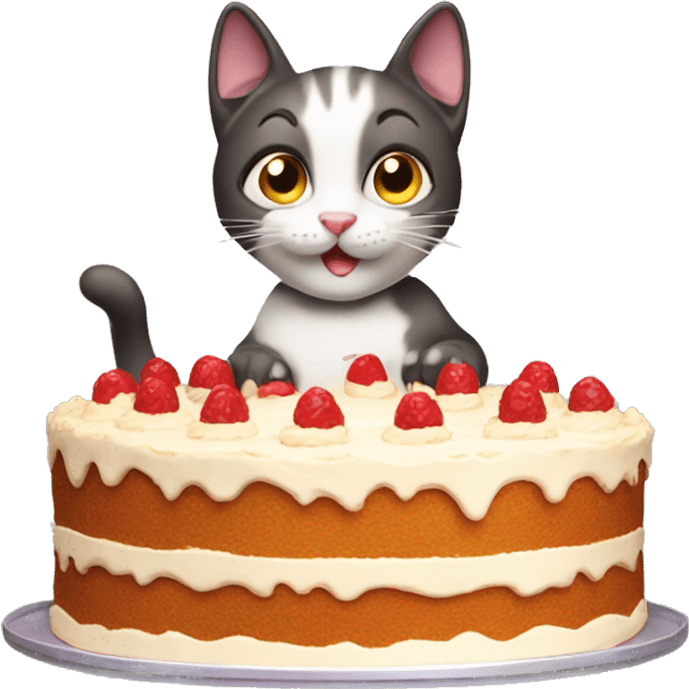 a cat holing a cake emoji