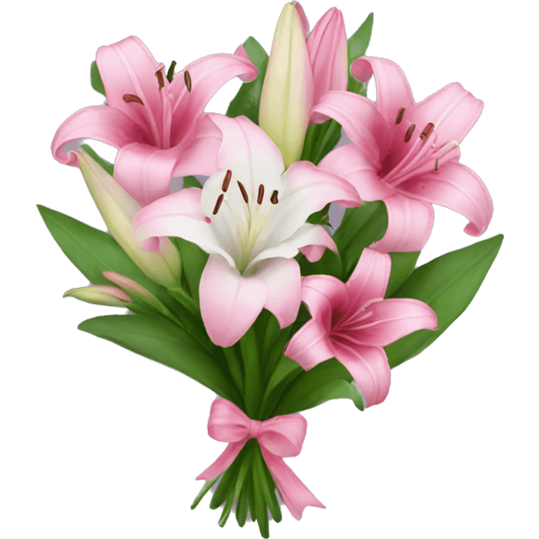 Pretty flower bouquet with pink lillies  emoji