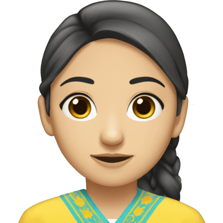 Kazakh-student-girl-black eyes-national clothes emoji