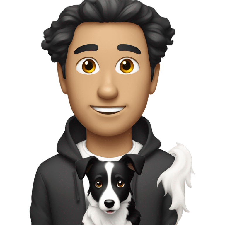 a man with a Black and White Border Collie
 emoji