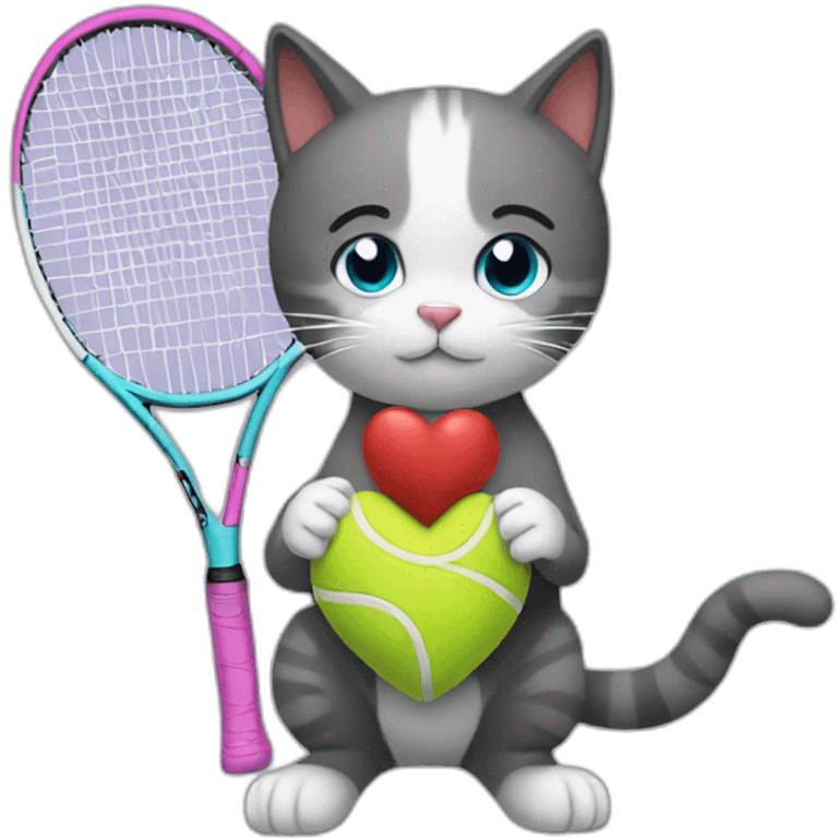 Tennis cat heart emoji